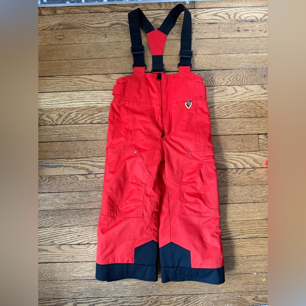Obermeyer Kids Red and Black Snow Overalls - Size 4